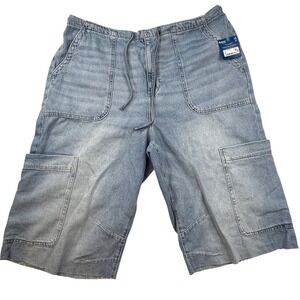 Arizona Jean Y2K woman 14 Light Wash Low Rise Cargo skater Shorts Raw Hem NEW